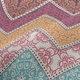 Colorful Flower Zigzag Pattern Performance Linen