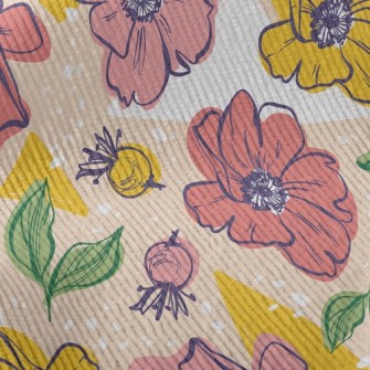 Bright Large Flowers Standard Corduroy