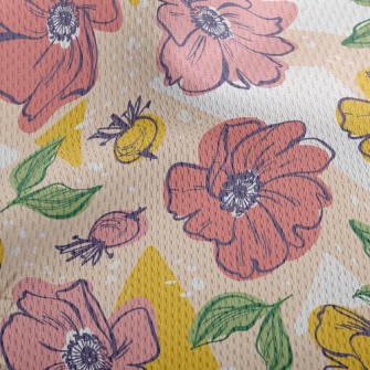Bright Large Flowers Athletic Mesh Flat Back