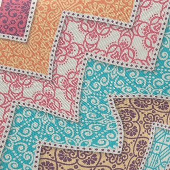 Colorful Flower Zigzag Pattern Twill