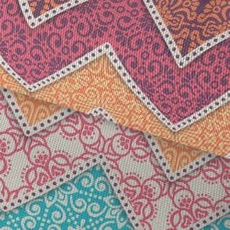 Colorful Flower Zigzag Pattern Waterproof Oxford