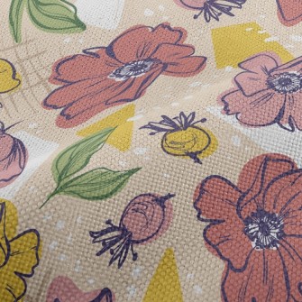Bright Large Flowers Performance Linen