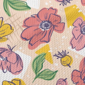 Bright Large Flowers Birdseye Piqué
