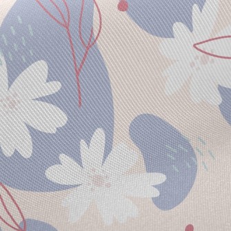 Depicting A Large White Flower Twill