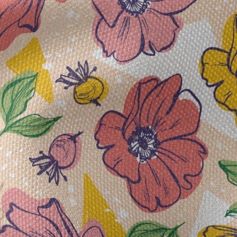 Bright Large Flowers Waterproof Canvas