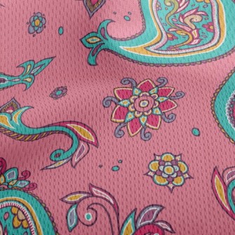 Pink Indian Style Paisley Flow Athletic Mesh Flat Back