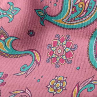 Pink Indian Style Paisley Flow Terry