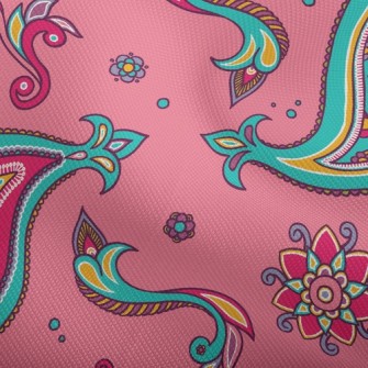 Pink Indian Style Paisley Flow Dobby