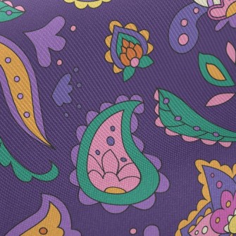 Simple Line Paisley Flower Twill