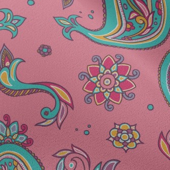 Pink Indian Style Paisley Flow Chiffon