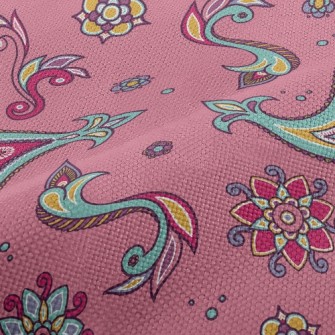Pink Indian Style Paisley Flow Performance Linen