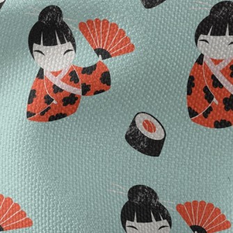 Japanese Doll Sushi Waterproof Canvas