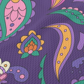 Simple Line Paisley Flower Birdseye Piqué