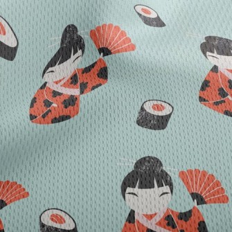 Japanese Doll Sushi Athletic Mesh Flat Back