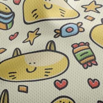 Cartoon Big Face Cat Athletic Mesh Flat Back