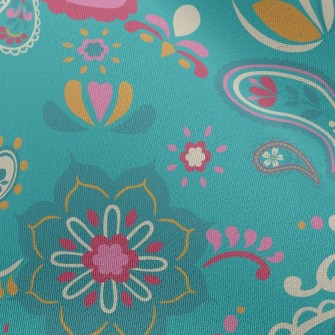 Green Paisley Flowers Chiffon