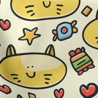 Cartoon Big Face Cat Stretch Ponte