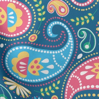 Fresh Paisley Flowers Stretch Ponte