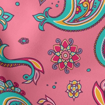 Pink Indian Style Paisley Flow Stretch Ponte
