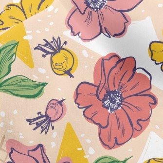 Bright Large Flowers Micro Fleece