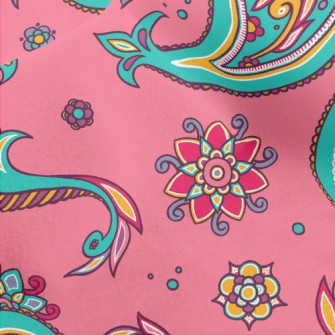 Pink Indian Style Paisley Flow Micro Fleece