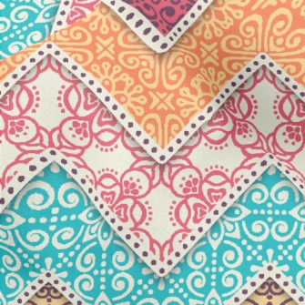 Colorful Flower Zigzag Pattern Micro Fleece