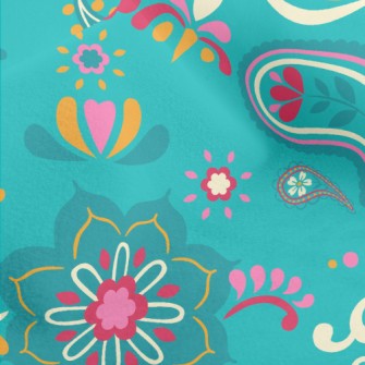 Green Paisley Flowers Micro Fleece