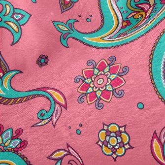 Pink Indian Style Paisley Flow Minky