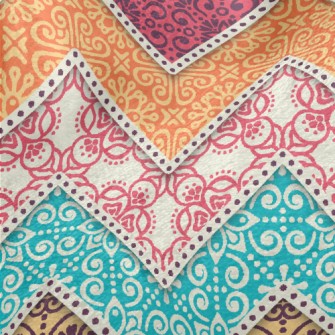 Colorful Flower Zigzag Pattern Minky