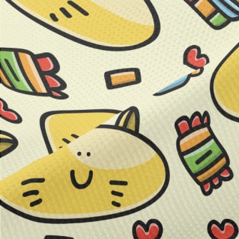 Cartoon Big Face Cat Piqué