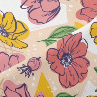 Bright Large Flowers Piqué