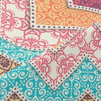 Colorful Flower Zigzag Pattern Piqué