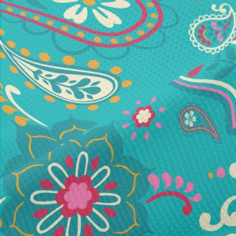 Green Paisley Flowers Piqué