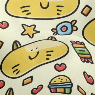 Cartoon Big Face Cat Lightweight Performance Linen