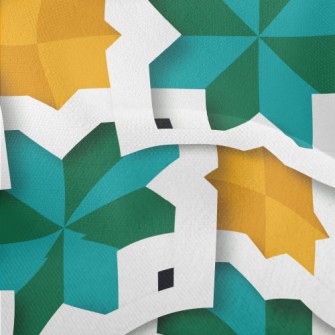 Flower Shape Squares Lightweight Performance Linen
