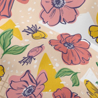 Bright Large Flowers Lightweight Performance Linen