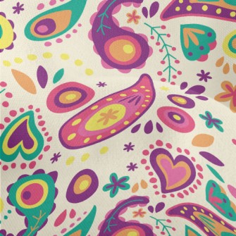 Small And Cute Paisley Flowers Lightweight Performance Linen
