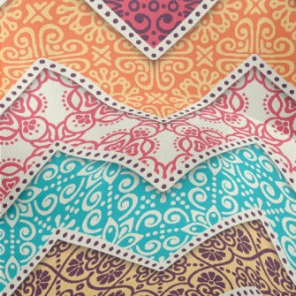 Colorful Flower Zigzag Pattern Lightweight Performance Linen