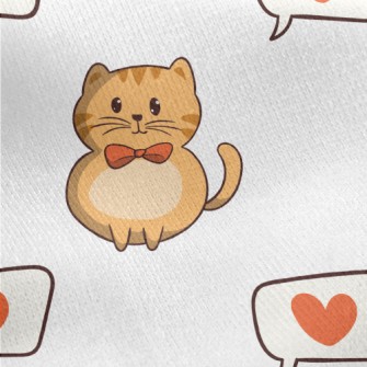 Bow Gentleman Cat Jersey Backed Fleece