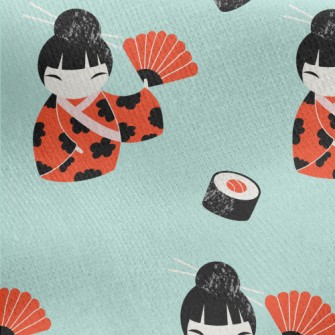 Japanese Doll Sushi Jersey Backed Fleece