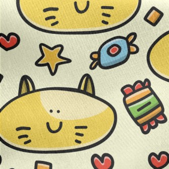 Cartoon Big Face Cat Jersey Backed Fleece