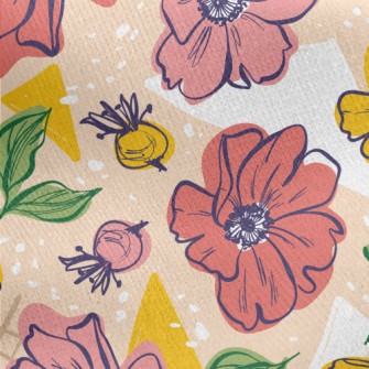 Bright Large Flowers Jersey Backed Fleece