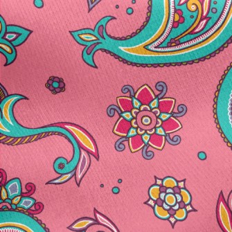 Pink Indian Style Paisley Flow Jersey Backed Fleece