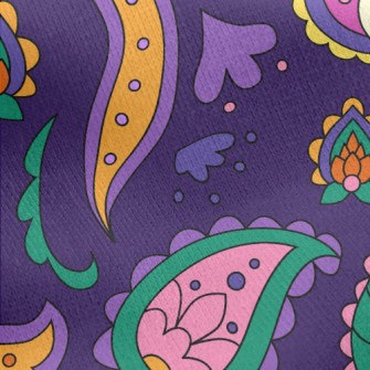 Simple Line Paisley Flower Jersey Backed Fleece