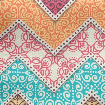 Colorful Flower Zigzag Pattern Jersey Backed Fleece