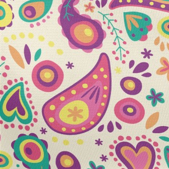 Small And Cute Paisley Flowers Pongee