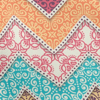 Colorful Flower Zigzag Pattern Pongee