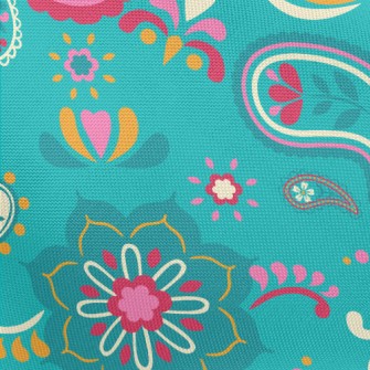 Green Paisley Flowers Pongee