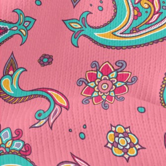Pink Indian Style Paisley Flow Stretch Jersey