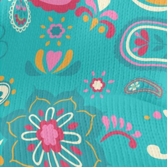 Green Paisley Flowers Stretch Jersey